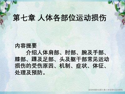 运动伤病防治第七章人体各部位运动损伤