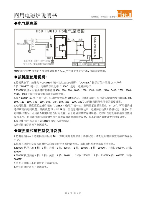 商用电磁炉说明书