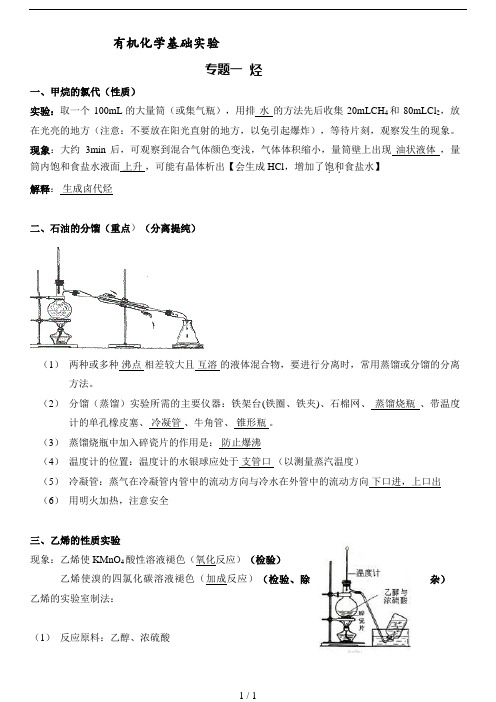 高中有机化学实验大全