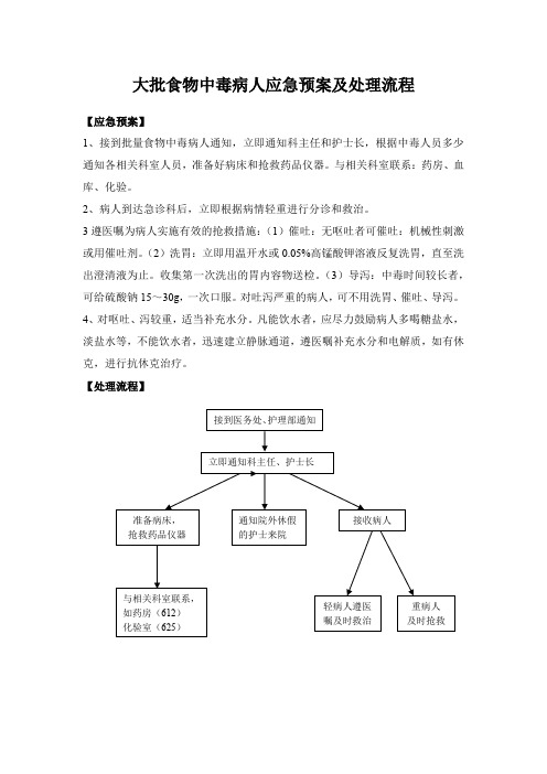 大批食物中毒病人应急预案及处理流程