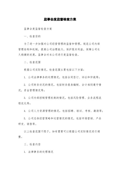 监事会度监督检查方案