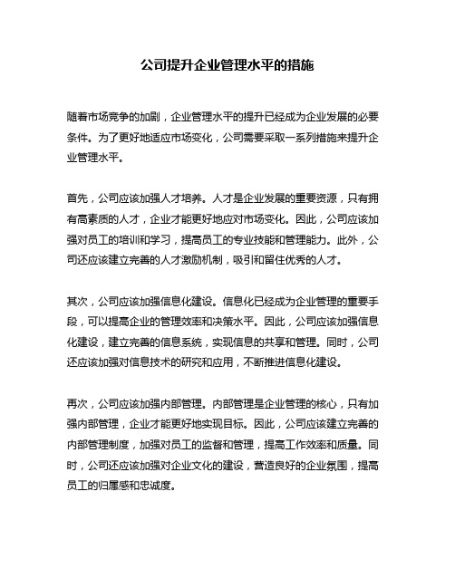 公司提升企业管理水平的措施