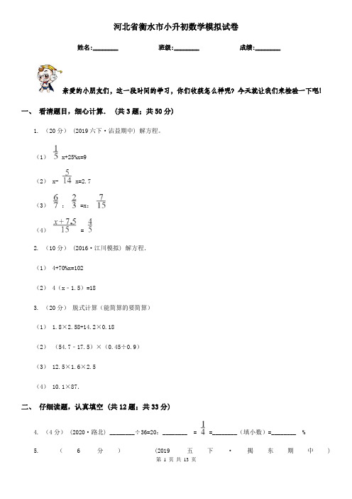 河北省衡水市小升初数学模拟试卷