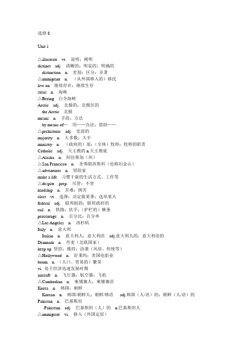 (完整版)高中人教版英语选修8单词表