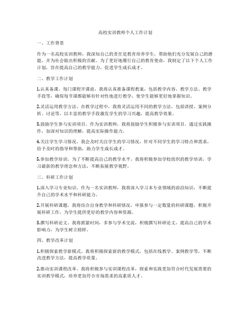 高校实训教师个人工作计划