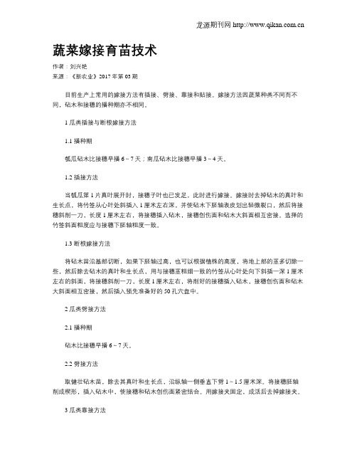 蔬菜嫁接育苗技术