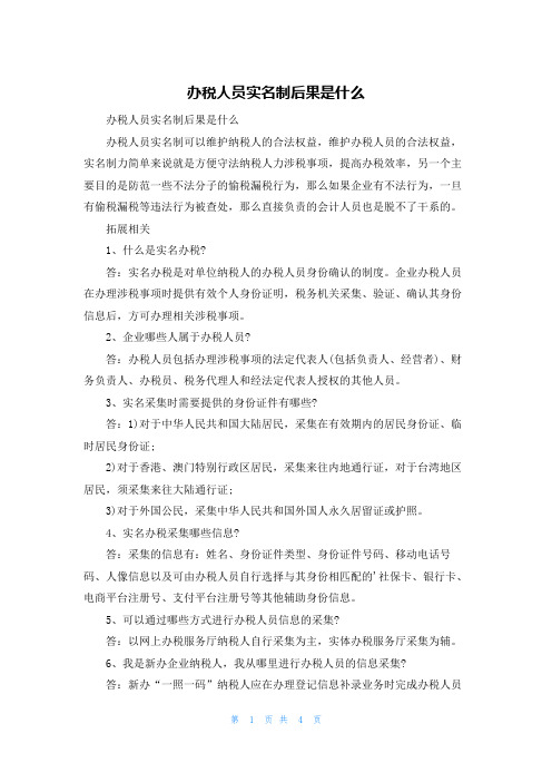 办税人员实名制后果是什么