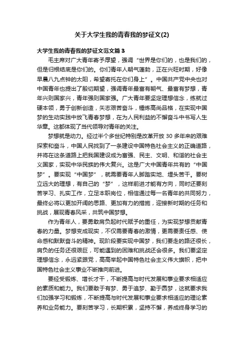 关于大学生我的青春我的梦征文（2）