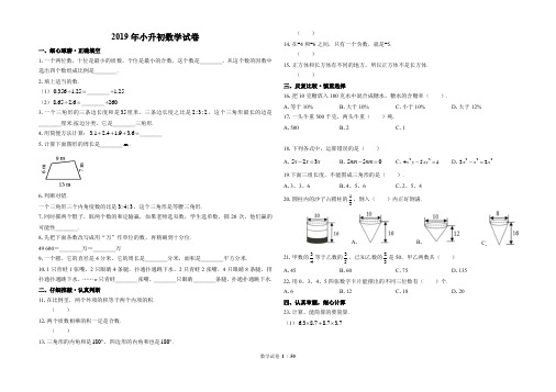 2019人教版小升初数学试卷及答案共10套