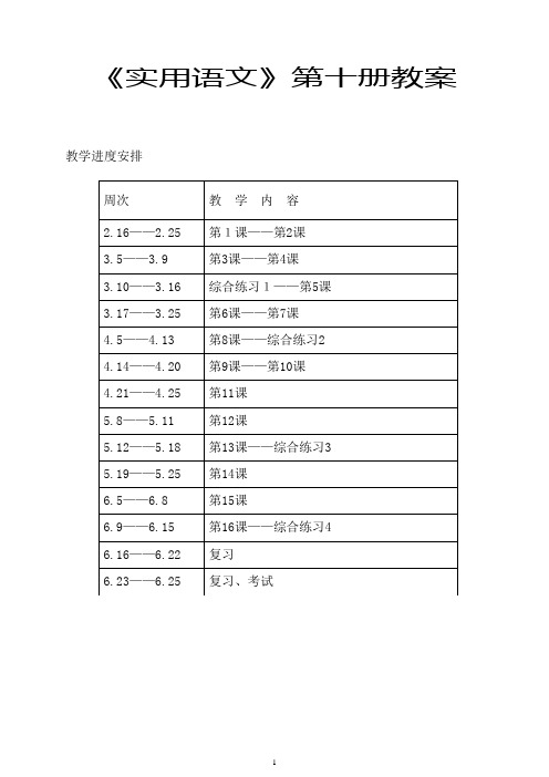 上海版实用语文第十册教案