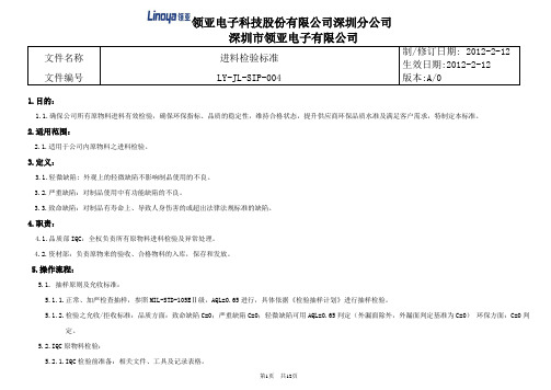 004----SIP进料检标准