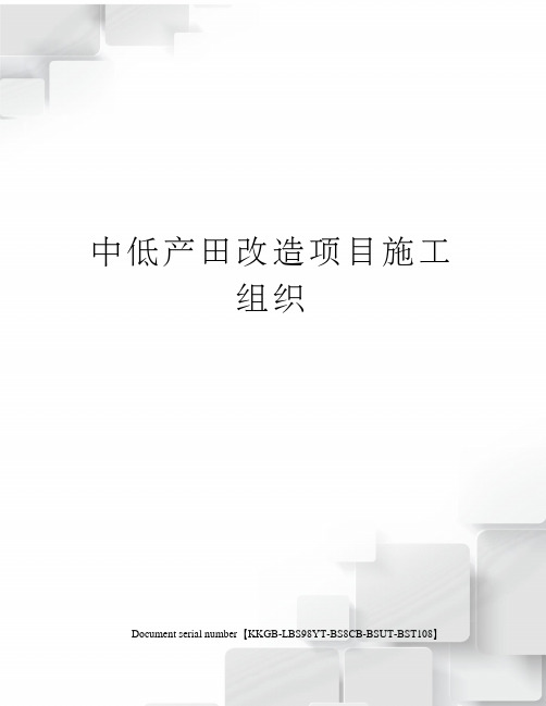 中低产田改造项目施工组织