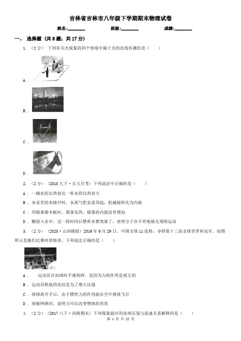 吉林省吉林市八年级下学期期末物理试卷