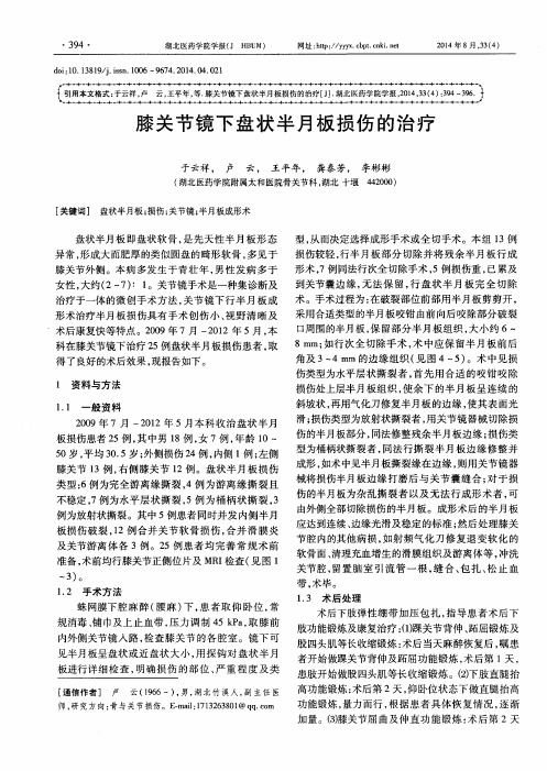 膝关节镜下盘状半月板损伤的治疗