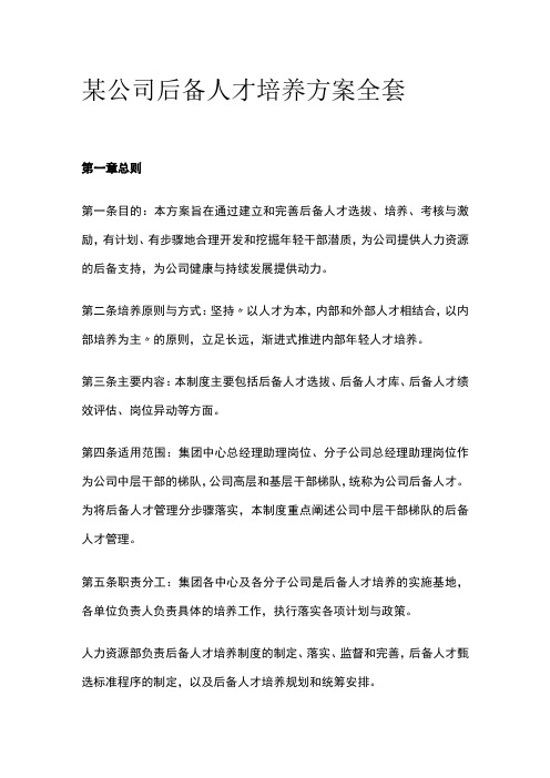 某公司后备人才培养方案全套