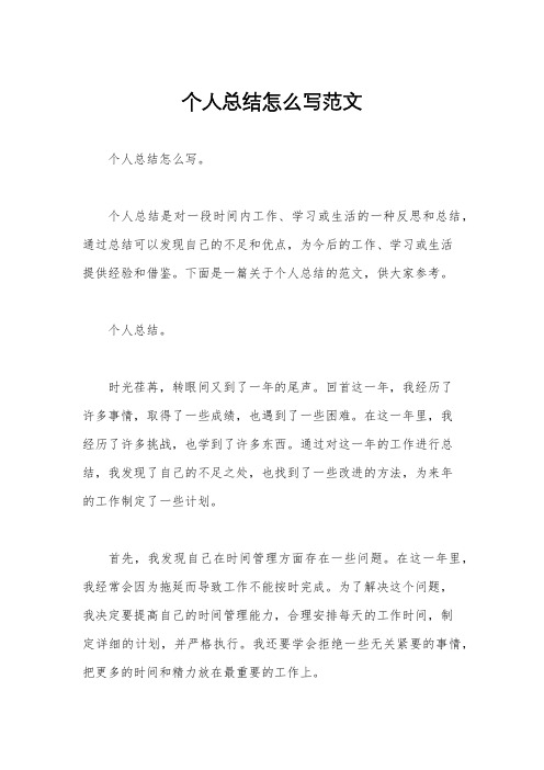 个人总结怎么写范文