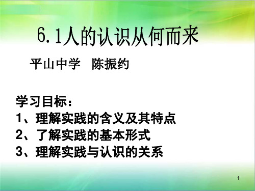 人教版高中思想政治必修4课件：实践是认识来源