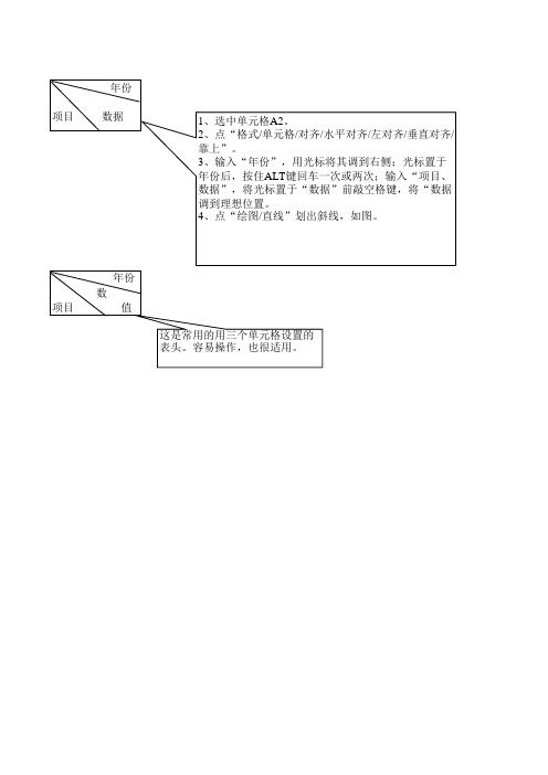 电子表格中绘制斜线表头