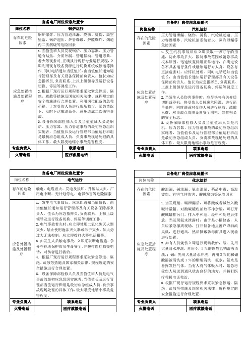 电厂运行岗位应急处置卡