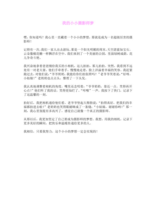 我的小小摄影师梦