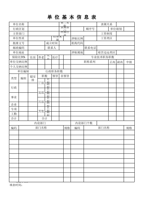 单位基本情况信息表