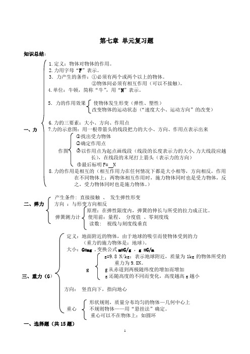 第七章  力  单元测试题