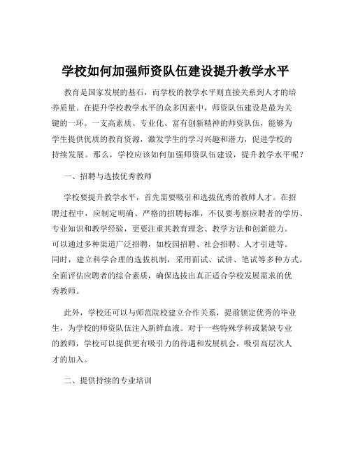 学校如何加强师资队伍建设提升教学水平