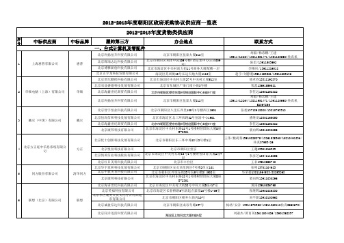 最新朝阳区供应商一览表