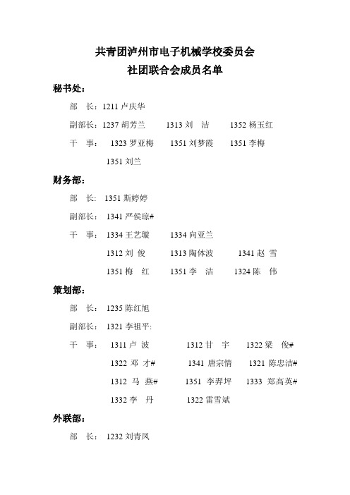 社团干部名单