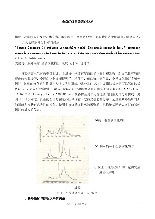 金卤灯灯具的紫外防护