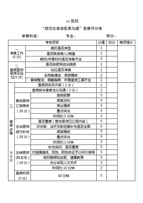 医患沟通评分标准