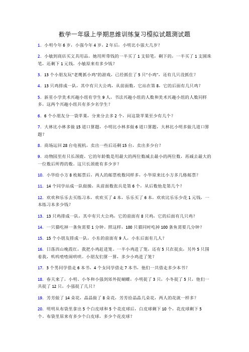 数学一年级上学期思维训练复习模拟试题测试题