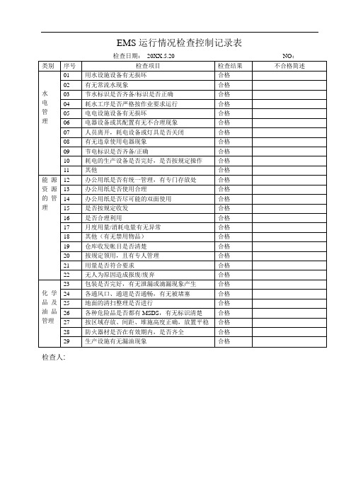 EMS运行检查记录表