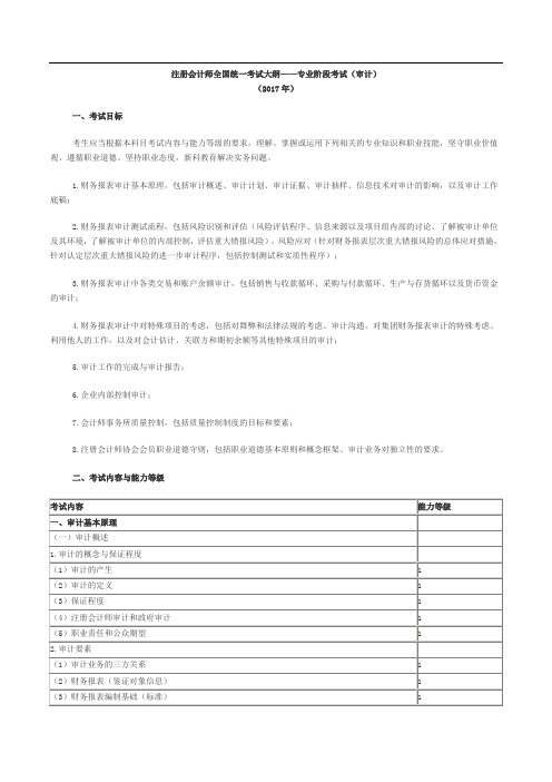 CPA审计考试大纲