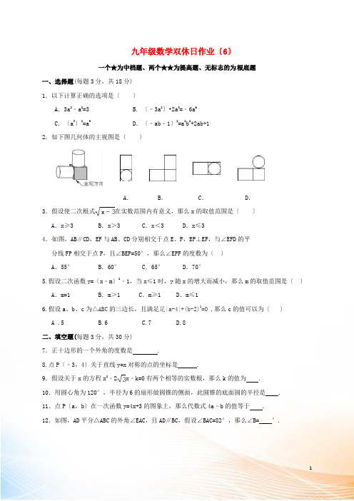 江苏省泰兴市黄桥镇九年级数学下学期双休日作业(6)