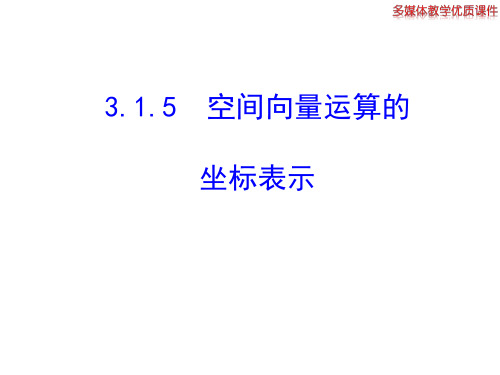 高中数学新课标人教A版选修2-1：3.1.5 空间向量运算的坐标表示 课件(共22张ppt)