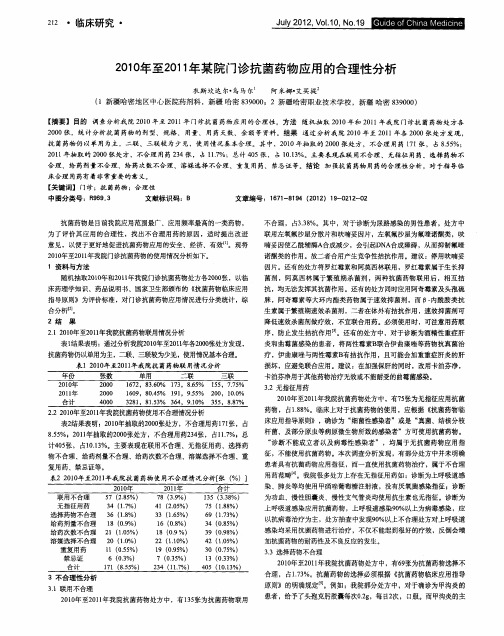 2010年至2011年某院门诊抗菌药物应用的合理性分析