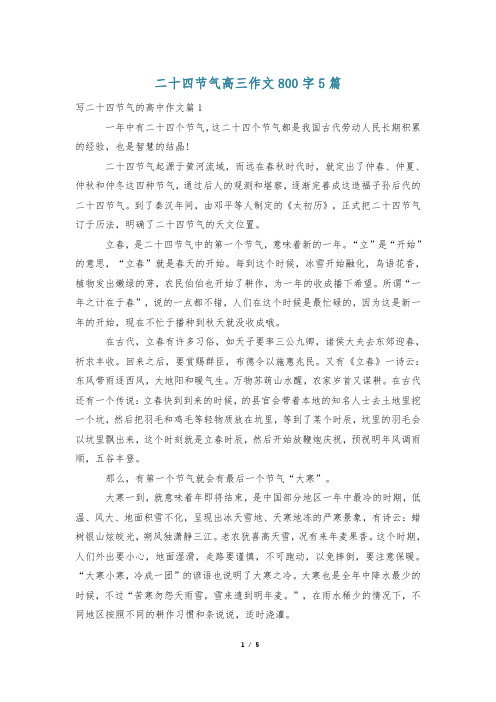 二十四节气高三作文800字5篇