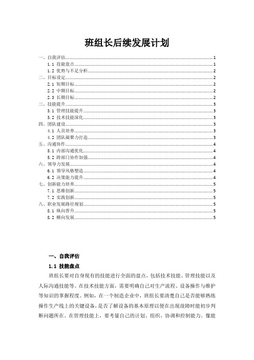 班组长后续发展计划