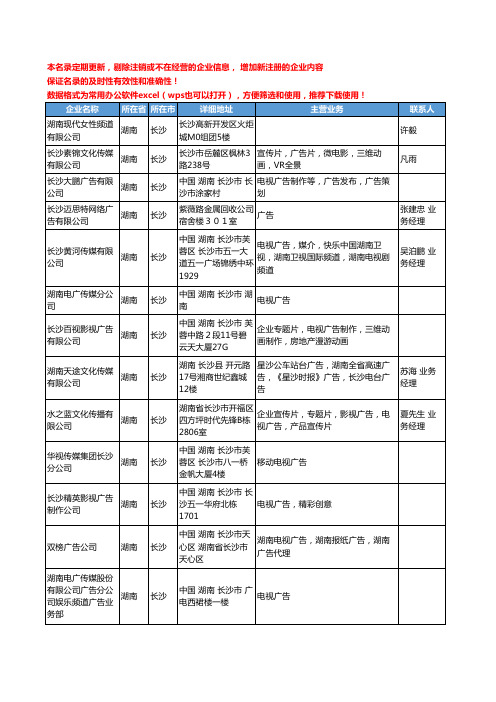 2020新版湖南省长沙媒体平台广告工商企业公司名录名单黄页联系方式大全56家