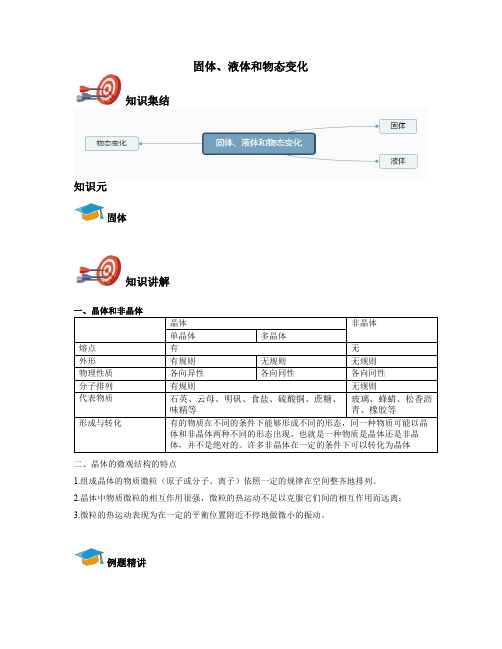 高考物理热学-固体、液体和物态变化