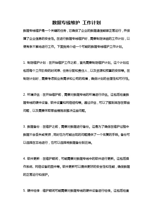 数据专线维护 工作计划