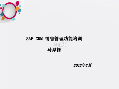 SAPCRM销售管理功能培训V