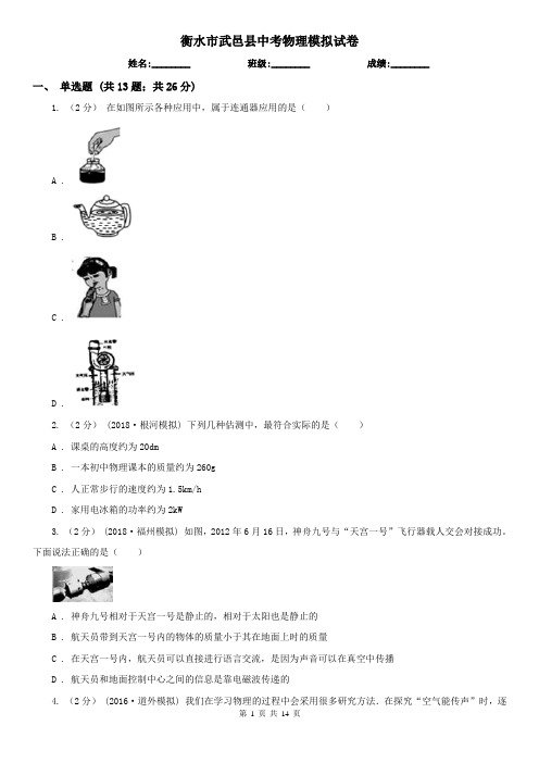 衡水市武邑县中考物理模拟试卷