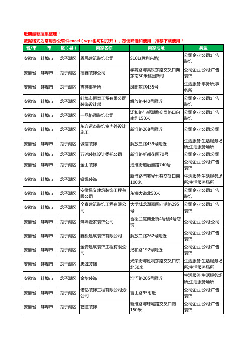 2020新版安徽省蚌埠市龙子湖区装修公司工商企业公司商家名录名单黄页联系方式电话大全25家