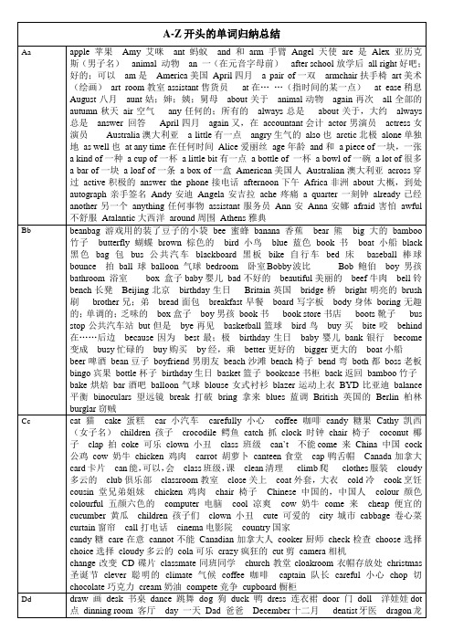 字母 A-Z开头的单词总结