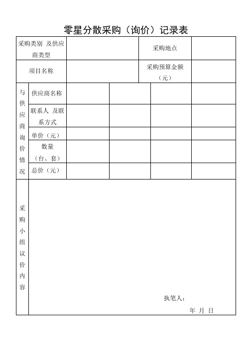 零星分散采购(询价)记录表