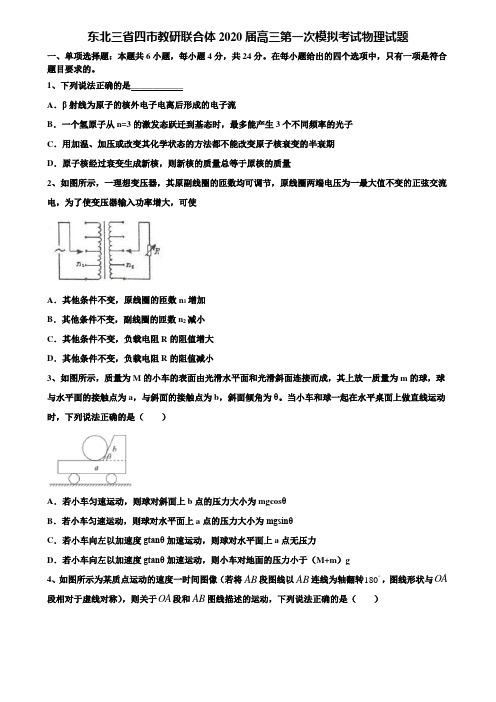 东北三省四市教研联合体2020届高三第一次模拟考试物理试题含解析〖加15套高考中考模拟卷〗