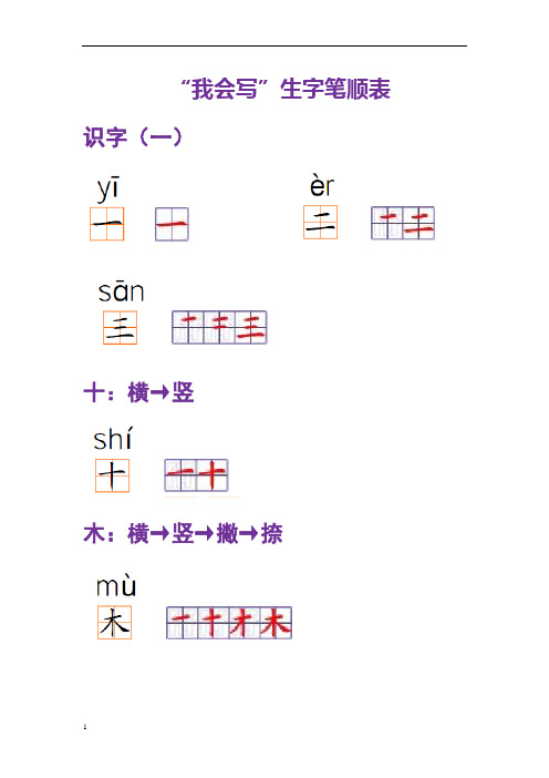 100个生字笔画笔顺整理