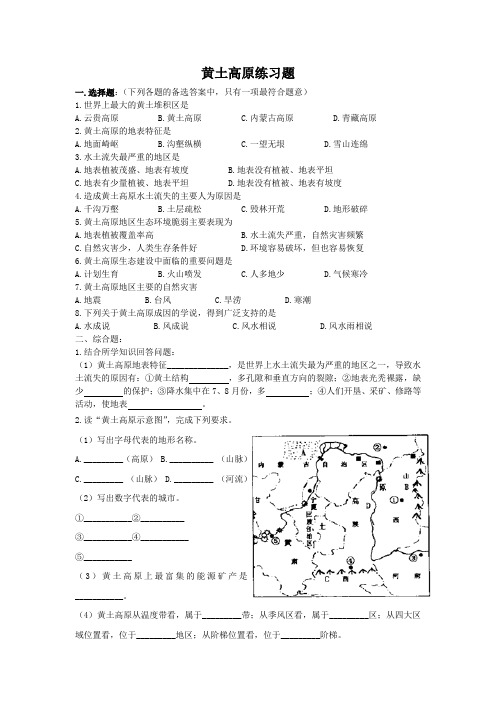 黄土高原练习题2